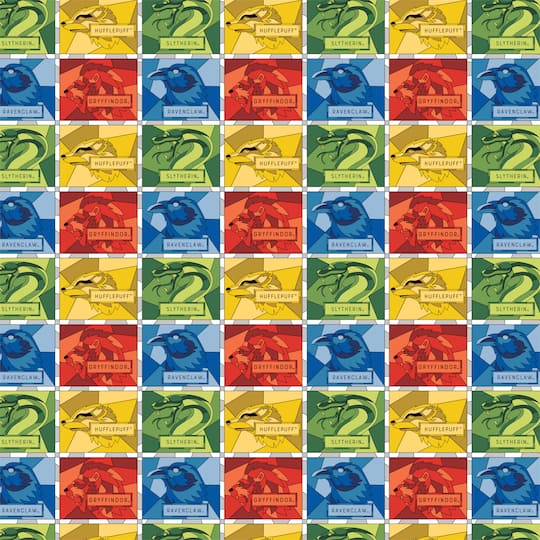 Harry Potter™ Stained Glass Blocks Cotton Fabric